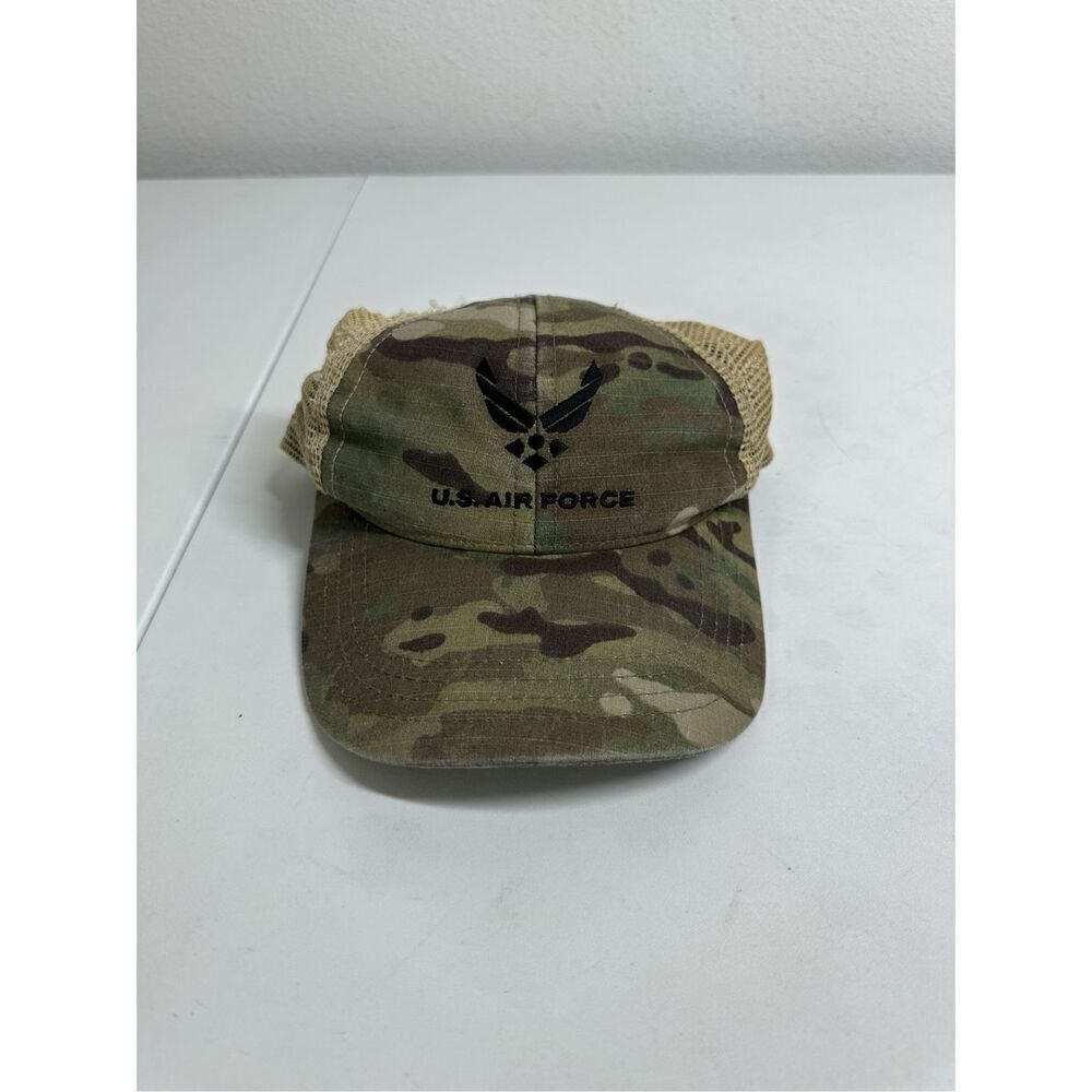 US Air Force Camo Trucker Baseball Cap Hat Mesh Back Strapback Made in USA OS